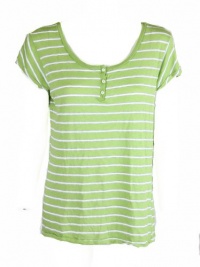 Michael Stars Womens Palm Jersey Stripe Henley Style Tee O/S 2888