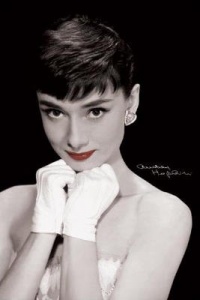 Audrey Hepburn Red Lips Art Poster Print - 24x36 Poster Print, 24x36 Poster Print, 24x36