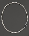 From the Luna Collection, a silver and pearl beaded necklace. Designed by Lagos.