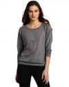 Nation LTD Women's Pomona Shimmer Sweatshirt, Charcoal/Silver, 3