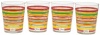 Fiesta Multi-Color Stripe Glassware, 15-Ounce Tapered Dof Double Old Fashion, Scarlet Collection, Set of 4