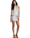 laundry BY SHELLI SEGAL Women's Sequin Blouson Cocktail Dress, Silver, 0