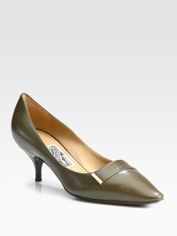 Signature goldtone hardware and a kitten heel complete this point toe pump of supple Italian leather. Self-covered heel, 2½ (65mm)Leather upperPoint toeLeather lining and solePadded insoleMade in Italy