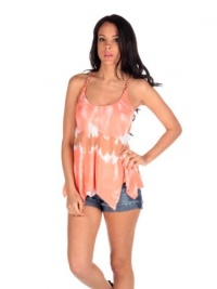 Vintage Havana Womens Leather Tie Dye Tank - Pink/brown - Small