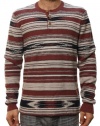 Lucky Brand Men's Striped Linen Sweater Red, Gray, & Blue 7M50094-MLT/960