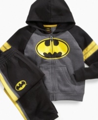 Gotham will feel safe at night for your little one when he's wearing this Batman fleece hoodie and pants set from Clubhouse.