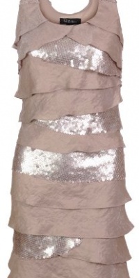 S L Fashions Women's Sequin Tiered Shimmer Shift Dress