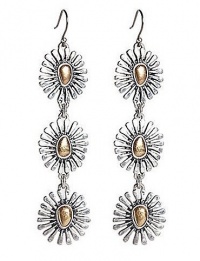 LUCKY BRAND Two-Tone Floral Triple Drop Earrings