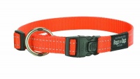 Rogz Reflective 3/4-Inch Fanbelt Dog Collar, Medium to Large, Orange