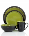 Be bold at the casual table with slick black and lime-green Duets dinnerware that's built to last and crafted to withstand dishwasher, microwave and oven use. From Denby's collection of place settings.