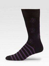 A mix of classic patterns brings stripes and paisley to one, mid-calf design. Cotton/nylon; machine wash Made in Italy