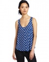 Alternative Women's Zion Pocket Tank Top, Klein Pacha Stripe, Large