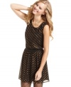 A metallic polka-dot print gives this a-line dress from Mimi Chica festive attitude!