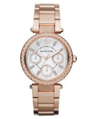 A sweetly feminine watch from Michael Kors with crystal accents for subtle sparkle.