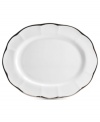 New traditions begin with the Adelaide Platinum oval platter from Mikasa. Sumptuous platinum and elegant shaping in white bone china make any occasion special.