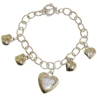 Hearts Charm Bracelet, in Silver Tone