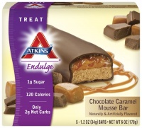 Atkins Endulge Chocolate Caramel Mousse Bar, 5 - 1.2 oz. Bars (Pack of 2)