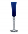 Play with color. Baccarat combines a cobalt-blue gradient and beveled base in Mille Nuits Flutissimo flutes for a look that's both modern and classic. Strong lines in weighty, dishwasher-safe crystal lend bold, effortless elegance to every occasion.