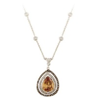 Studio 925 Trinity Champagne CZ Pear Sterling Silver Medallion Necklace