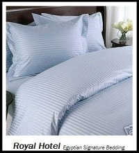 Royal Hotel's Striped Blue 800-Thread-Count 3pc Queen Duvet-Cover 100-Percent Egyptian Cotton, Sateen Striped