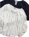 GUESS Kids Girls Big Girl Burnout Dolman Sleeve Top, NAVY (10/12)