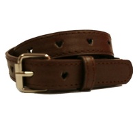 Brown Thin Skinny Jeans Belt With Heart Cut-outs