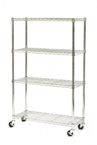 Seville Classics SHE15363 14-Inch by 36-Inch by 54-Inch Dura Style Shelves with Wheels, Chrome