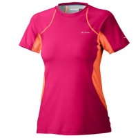 Columbia Women's Baselayer Midweight Short Sleeve Top, Bright Rose, Small