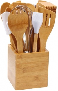 Cook-N-Home 15-Piece Bamboo Tool-In-A-Tub Set