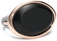 Elizabeth and James Saddle Collection Gunmetal and 18k Rose Gold-Plated Matte Onyx Ring, Size 7