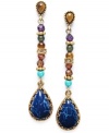 Colorful beads line-up on these beautiful drop earrings from Lauren Ralph Lauren. Set in 14k gold plated mixed metal. Approximate drop: 2-1/4 inches.