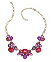 Style&co. makes a flowerful statement with this gold tone mixed metal necklace. Resin stones in shades of red and purple are in full bloom. Approximate length: 18 inches + 3-inch extender. Approximate drop: 6-1/2 inches.