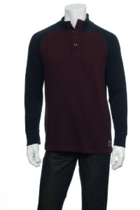 Nautica Jeans Co Men's Wine Color Block Mock Neck Sweater