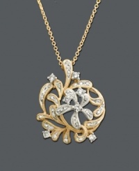 Let this extravagant flower pendant unfurl at your neckline. From the Effy Collection, this floral necklace features a two tone gold design with round-cut diamonds (1/3 ct. t.w.). Approximate length: 18 inches. Approximate drop: 7/8 inch.