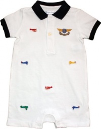 Ralph Lauren Layette Bi-plane Polo Shortall (3 Month, White)