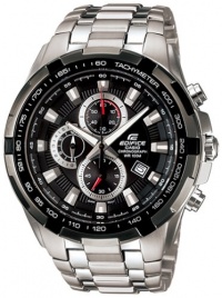 Casio Men's Stainless Steel Edifice Black Dial Tachymeter