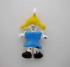 Silver Enamel Blue Yellow GIRL DOLL * CHARM * Silver Enamel Blue Yellow GIRL DOLL * CHARM *