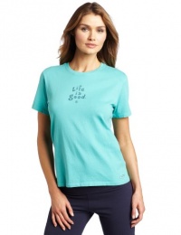 Life is Good Women's Crusher Tee, Aqua Blue, Medium