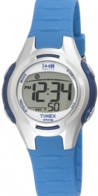 Timex Women's T5K079 1440 Sports Digital Light Blue/Silver-Tone Resin Strap Watch