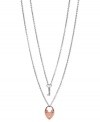 Fossil has the key to your heart with this double-chain pendant. The necklaces, crafted from silver-tone stainless steel, feature a key pendant and a heart one, crafted from rose gold-tone metal. Approximate length, key necklace: 17 inches. Approximate length, heart necklace: 18 inches + 2-inch extender.