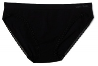 Calvin Klein Women's Seamless with Lace Bikini, Black, Medium