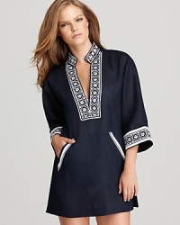 This classic, tunic-style cover up does double duty: pull it on over your favorite bikini or pair with jeans.