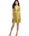 Catherine Malandrino Women's Printed Sleeveless V-Neck Dress, Yellow, 2