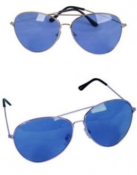 Retro Blue Lens Silver Frame Aviator Rock Star Glasses