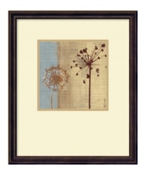 Make a wish. Blown away, the fluffy dandelions of In the Breeze I stand tall against linen and slate for a look of tranquil beauty. With a cream mat and handsome espresso-bronze frame, it's a soothing piece for the home office or bedroom.