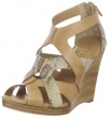 Cole Haan Women's Air Kimry OT Wedge Sandal,Sandalwood/Cream Snake Print,8 B US