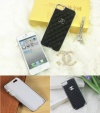 Designer Inspired Luxury Fashion Faux Leather Case with Silver Frame for iPhone 5 and Samsung Galaxy S3 (iPhone 5, Black)