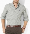 Polo Ralph Lauren Shirt, Custom-Fit long sleeve Gingham Shirt, Moss-White