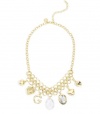 G by GUESS Double Chain Short Necklace with Charms, GOLD