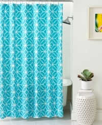 Trina Turk brings a touch of whimsy to your bathroom with this Trellis shower curtain, featuring a white latticework design over Trina's signature fleurette pattern in tonal hues. Pair with coordinating comforter and duvet cover sets for even more flair.